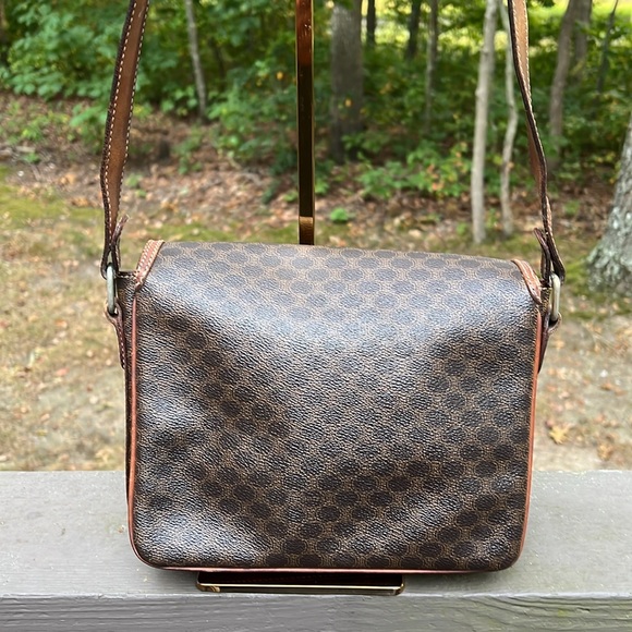 CELINE Macadam Vintage Coated Canvas Shoulder Crossbody Bag Brown PVC - Picture 4 of 17